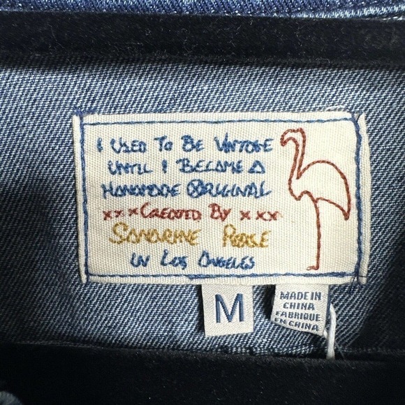 NWT Free People X Sandrine Rose Tres Cool Denim Jacket 100% Cotton Womens Blue M - Picture 3 of 6